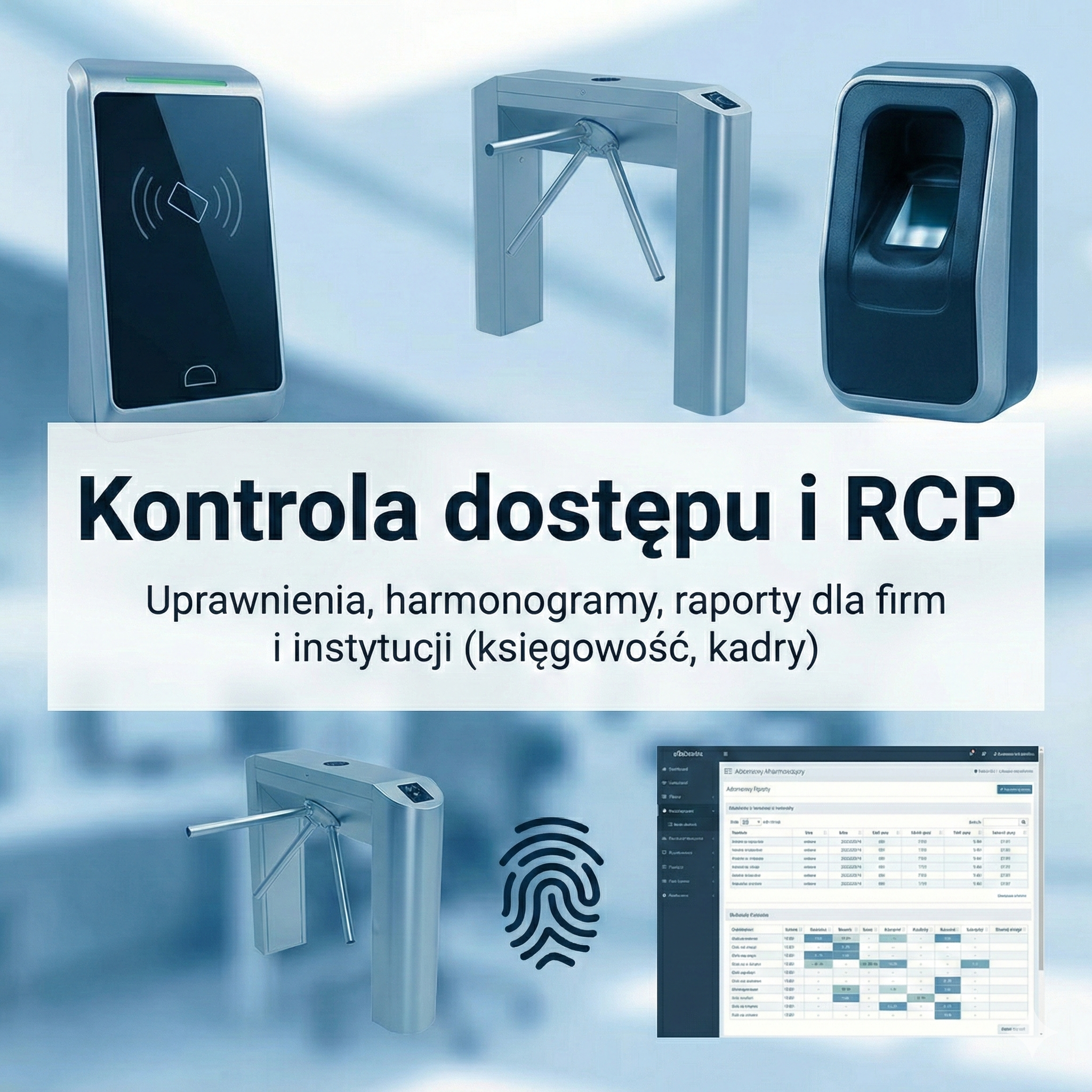 Elektroniczna Rejestracja Czasu Pracy (RCP) dla firm Kompletne rozwiązanie do zarządzania ruchem osobowym w budynku, łączące fizyczne bariery dostępu z systemem informatycznym do raportowania